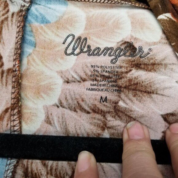 Wrangler Top Womens Medium Multicolor Faux Wrap 3/4 Sleeve Stretch Knit Blouse - Picture 3 of 10